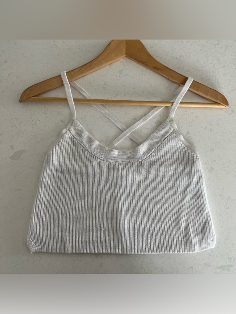 Wilfred Crop Top Knit White Ribbed Camisole